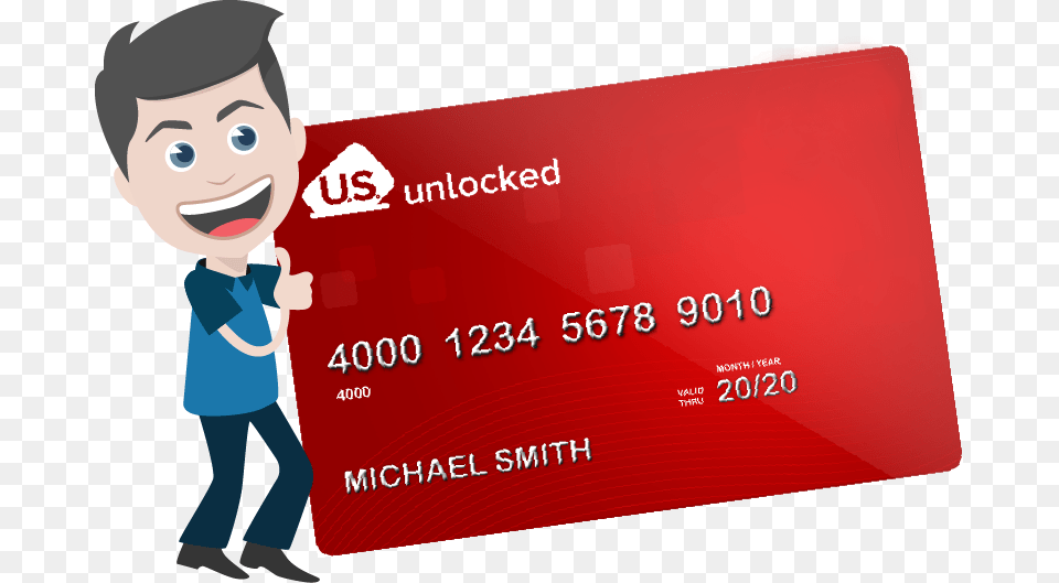 The Us Unlocked Card Not A Credit Card But A Debit Credit Card Cartoon, Text, Baby, Face, Head Free Png