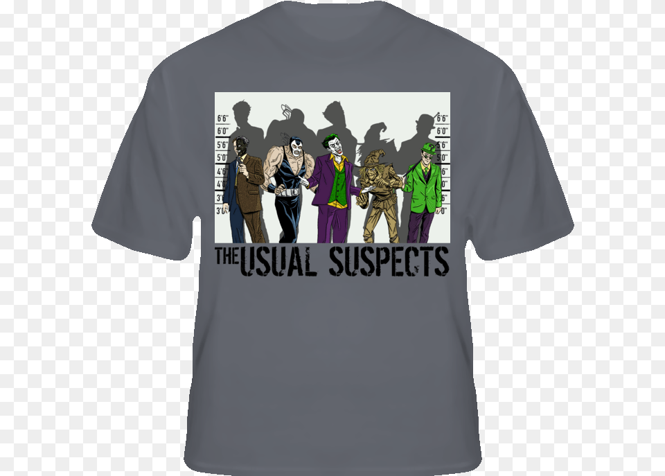 The Usual Suspects Villians Comic Book Bat T Shirt Usual Suspects Shirt, Clothing, T-shirt, Comics, Publication Png