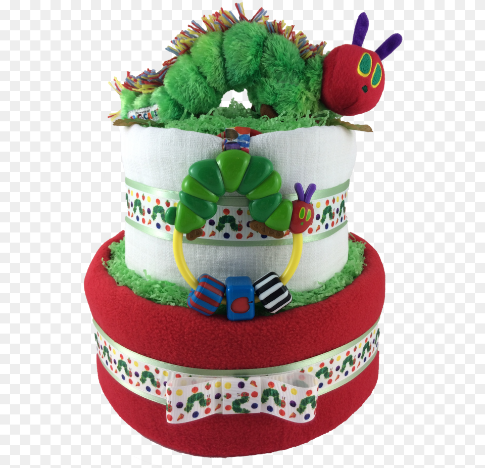 The Very Hungry Caterpillar Hungry Caterpillar Nappy Cake, Birthday Cake, Cream, Dessert, Food Free Png