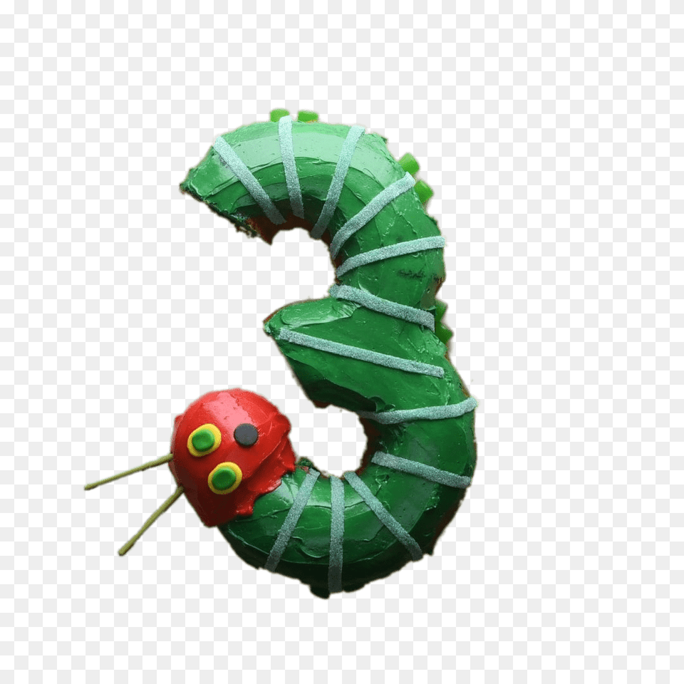 The Very Hungry Caterpillar Number 3 Cake, Animal, Insect, Invertebrate, Worm Free Png Download