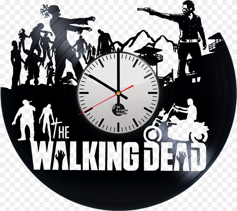 The Walking Dead Handmade Vinyl Record Wall Clock Fan Walking Dead Record Clock, Analog Clock, Adult, Male, Man Free Transparent Png