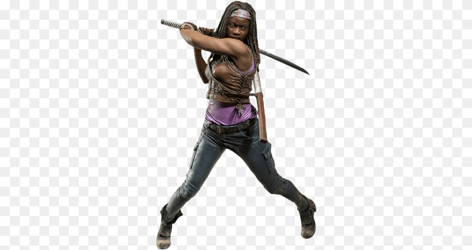 The Walking Dead Walking Dead Michonne 10 Inch Deluxe Action Figure, Sword, Weapon, Adult, Female Png