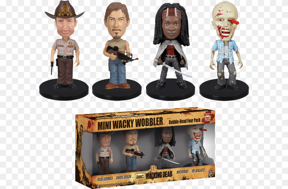 The Walking Dead Walking Dead Mini Wacky Wobbler Bobble Head 4 Pack, Figurine, Person, Baby, Doll Free Png Download