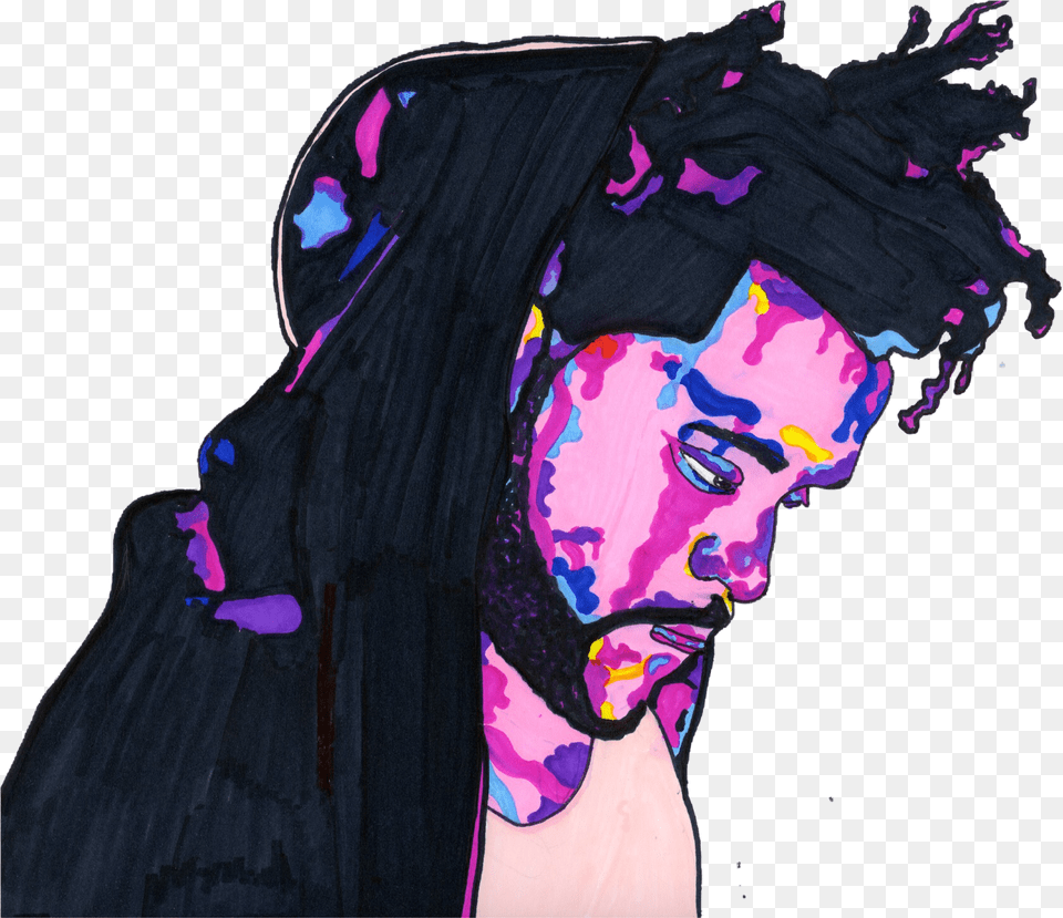 The Weeknd Art Print Illustration, Purple, Painting, Person, Adult Free Transparent Png