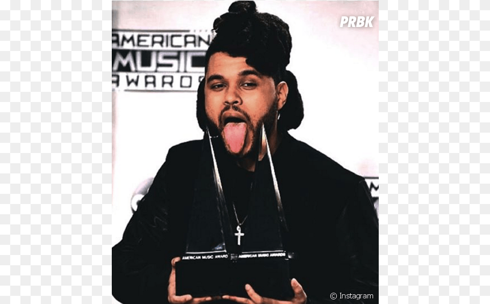 The Weeknd Tambm Garantiu Seu No Spotify Em Weeknd With Tongue Out, Face, Head, Person, Photography Png Image