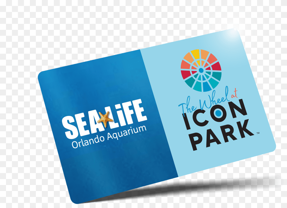 The Wheel And Sea Life Orlando Aquarium Combo Ticket Graphic Design, Text, Paper, Business Card, Credit Card Free Png
