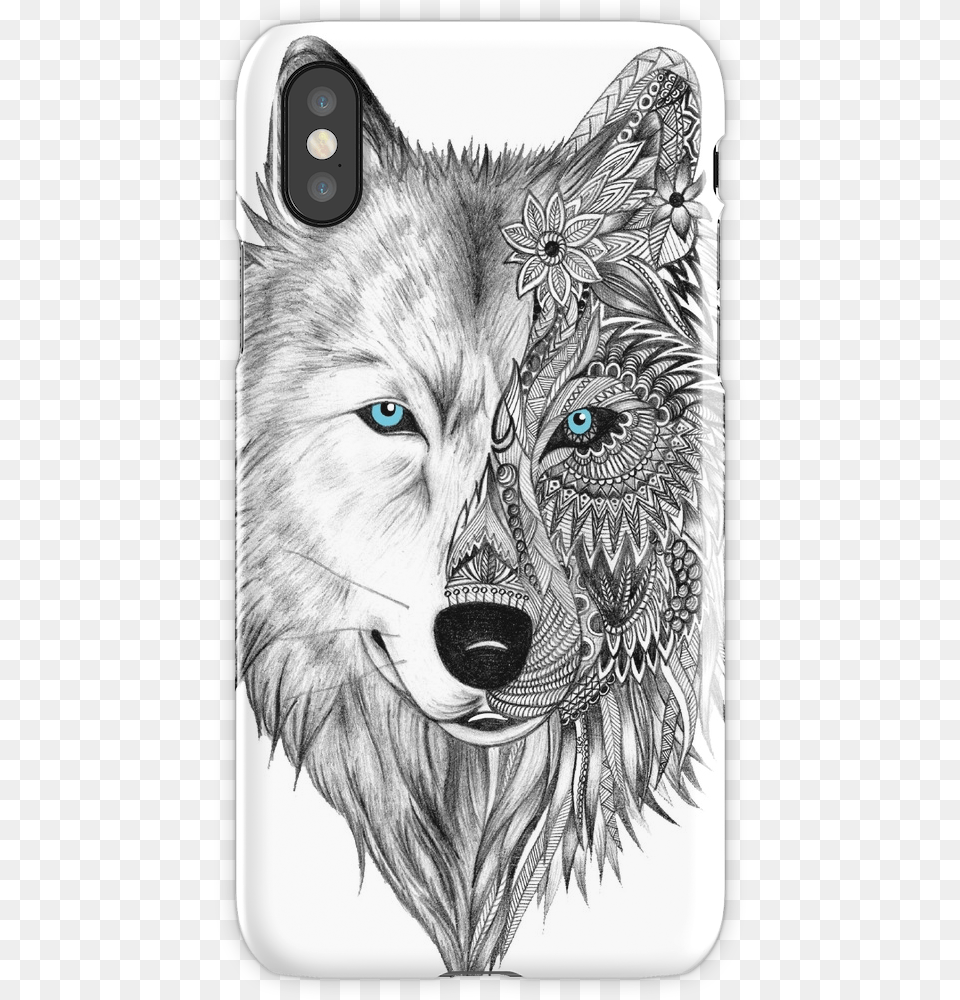 The White Wolf Iphone X Snap Case Iphone X Wolf Case, Art, Drawing, Person, Skin Free Png