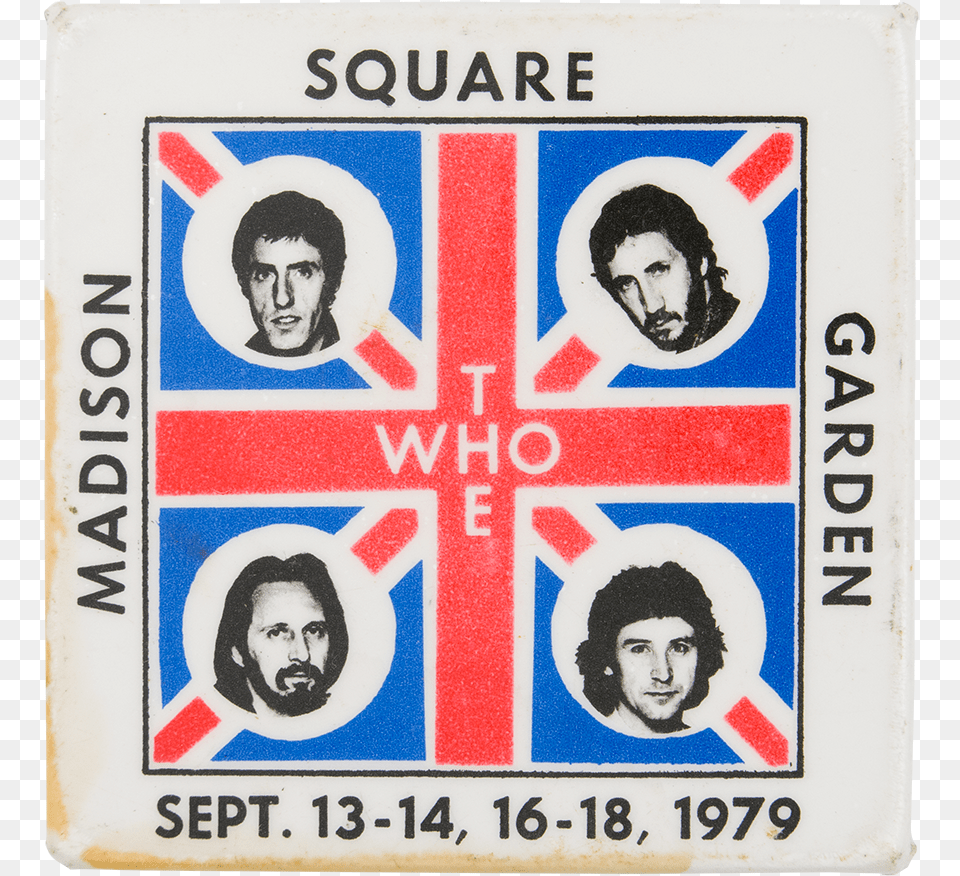 The Who Madison Square Garden Event Button Museum Emblem, Logo, Adult, Face, Head Png