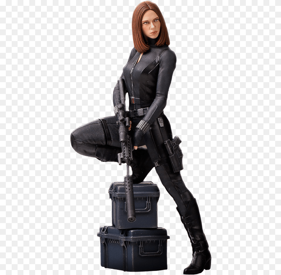 The Winter Soldier Gentle Giant Black Widow 1 4 Statue, Adult, Weapon, Person, Woman Free Png