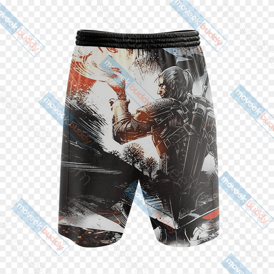 The Witcher 3 Wild Hunt Geralt 3d Beach Shorts Board Short, Adult, Male, Man, Person Png Image