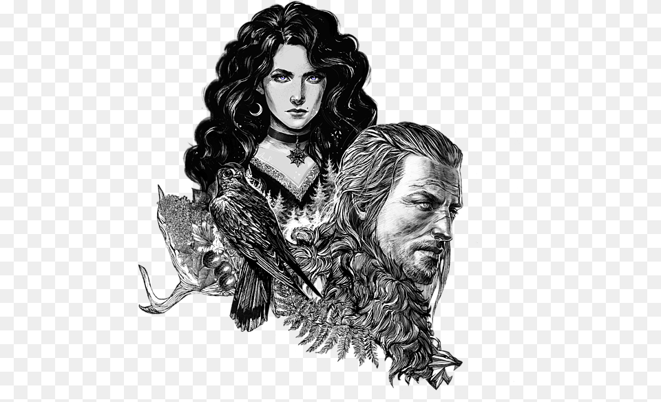 The Witcher Geralt And Yennefer Iphone X Case Tattoo The Witcher Yennefer, Art, Drawing, Adult, Portrait Free Transparent Png