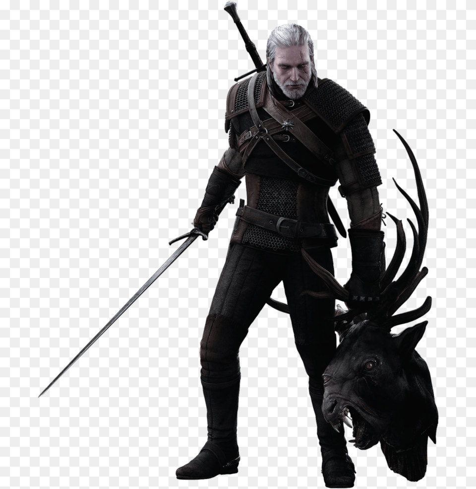 The Witcher Background Geralt Of Rivia, Sword, Weapon, Adult, Male Free Transparent Png