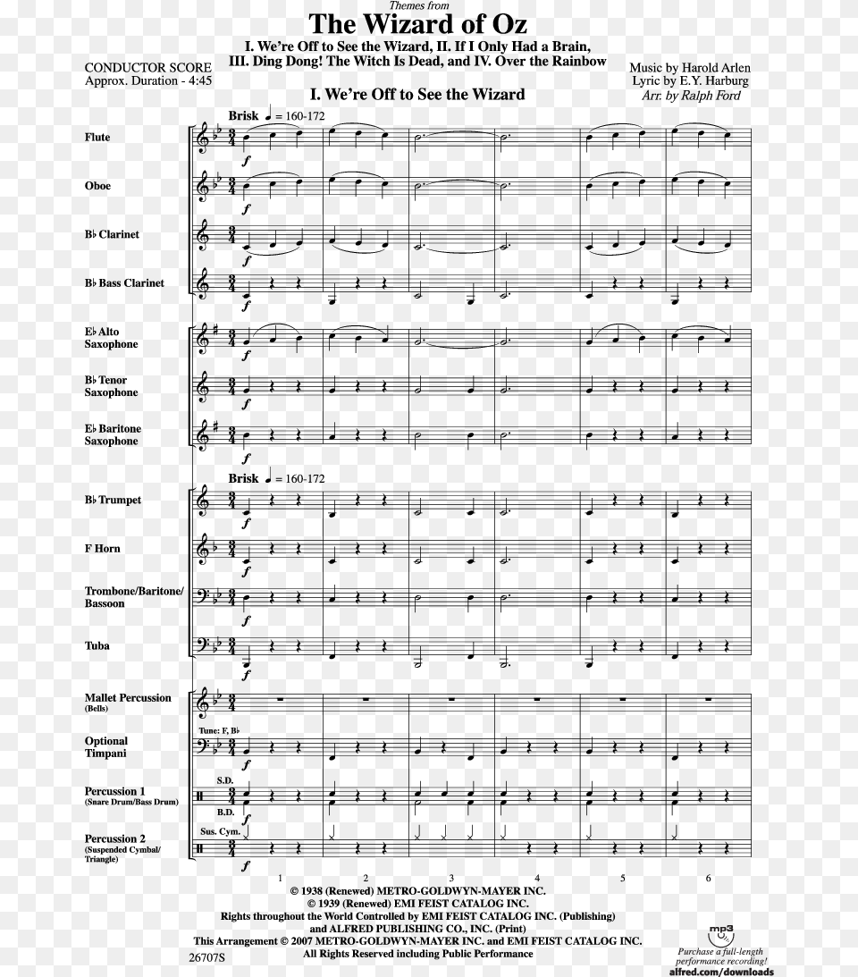 The Wizard Of Oz Themes Thumbnail Highlights From The Wizard Of Oz Sheet Music Free Transparent Png