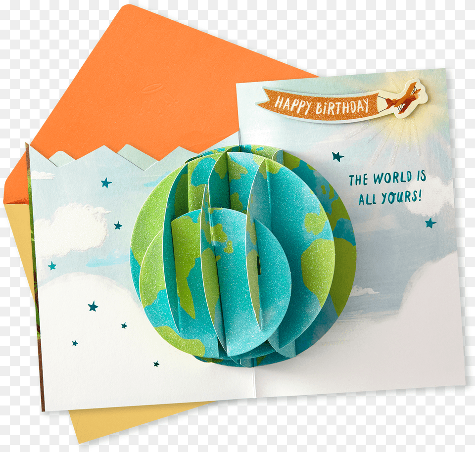 The World Is Yours Pop Up Birthday Card Graphic Design, Advertisement, Poster, Paper Free Png