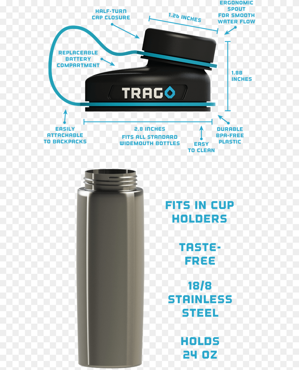 The World39s First Smart Water Bottle By Jac Amp Davis Trago Smart Water Bottle, Shaker Free Transparent Png