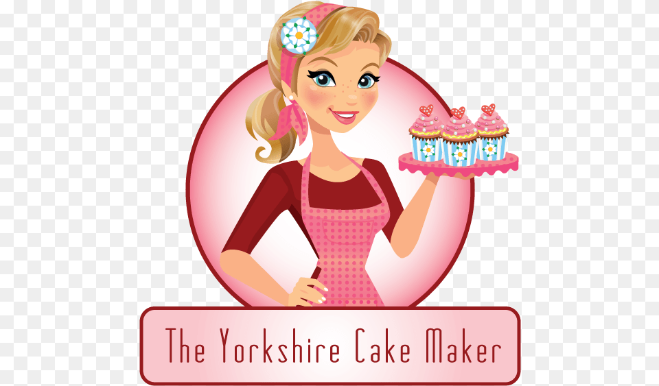 The Yorkshire Cake Maker Logo Cartoon Girl With Cupcake, Figurine, Toy, Person, Doll Free Png Download