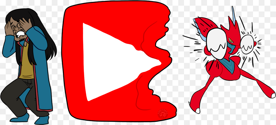 The Youtube Icon Being Distroyed By Scizor While Kamon, Publication, Book, Comics, Adult Free Transparent Png