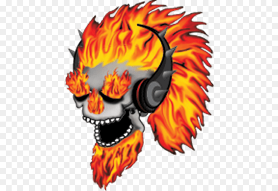 The Zine Absurd History Flame Skull Transparent Gif, Electronics, Headphones, Person Png Image
