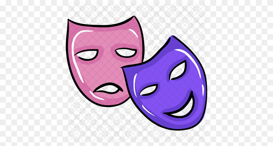 Theater Mask Icon Happy, Purple, Face, Head, Person Png