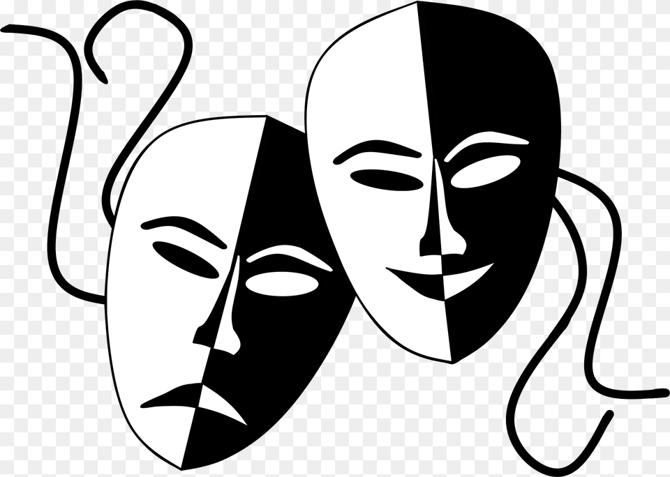 Theater Masks Clipart, Stencil, Face, Head, Person Png Image