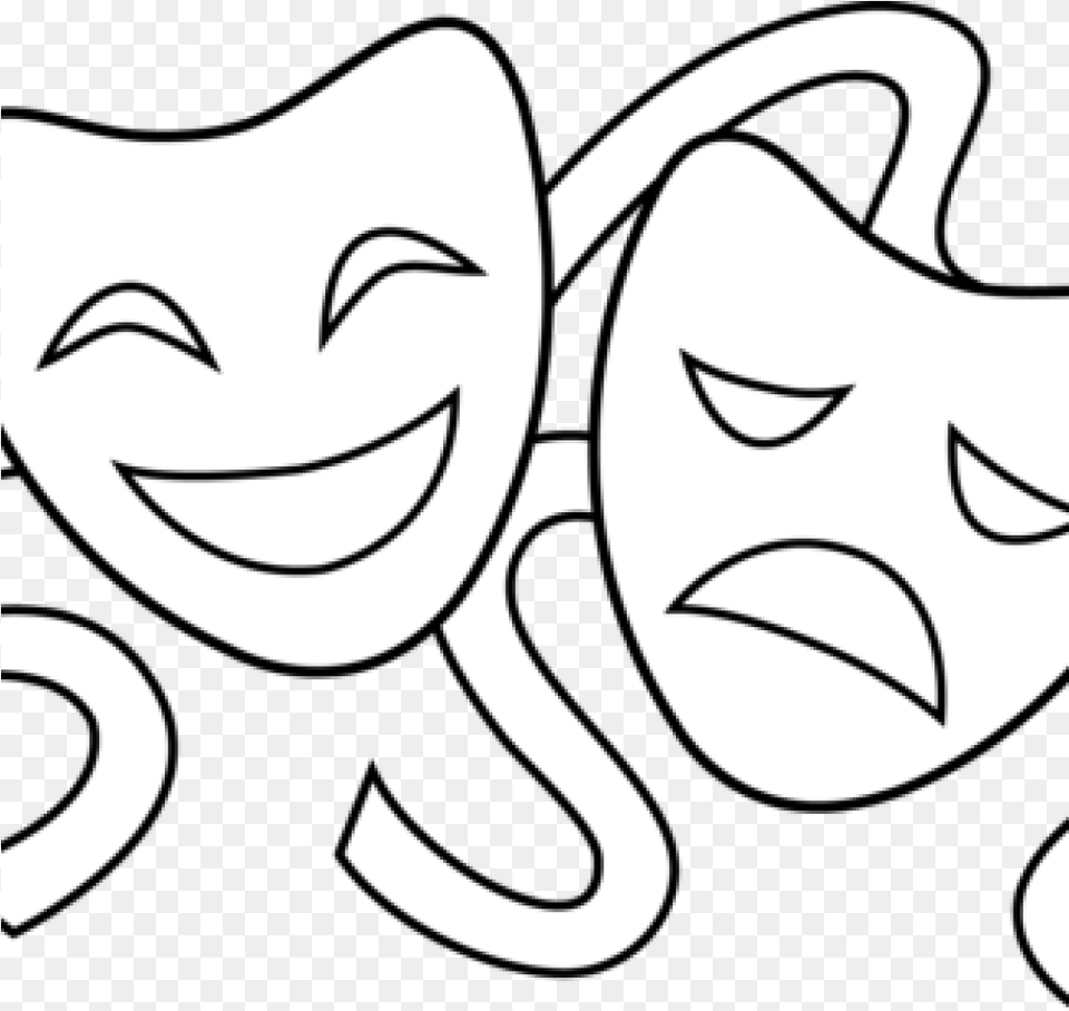 Theater Masks Clipart Clip Art Drama Masks Theater Theatre Mask Drawing, Stencil, Baby, Face, Head Png