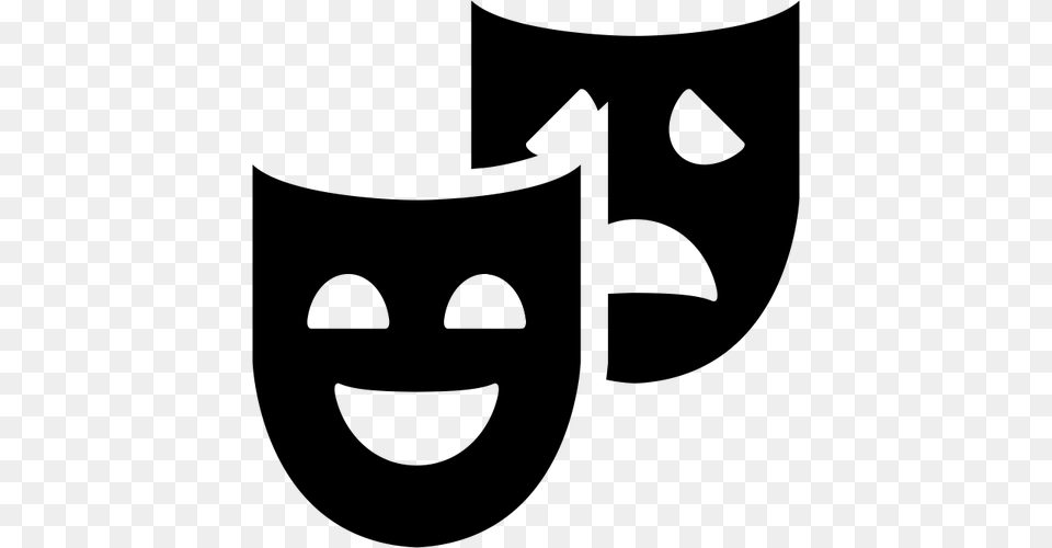 Theater Masks Icon, Gray Free Png