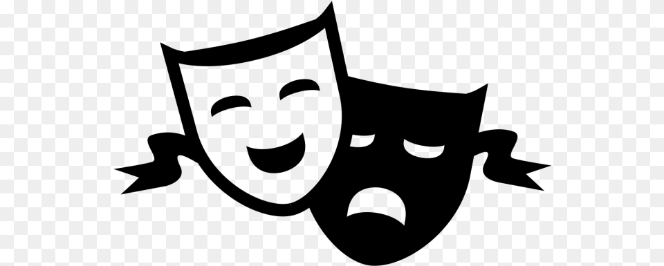 Theatre Clipart Comedy Tragedy Drama Masks Transparent Background, Gray Png Image