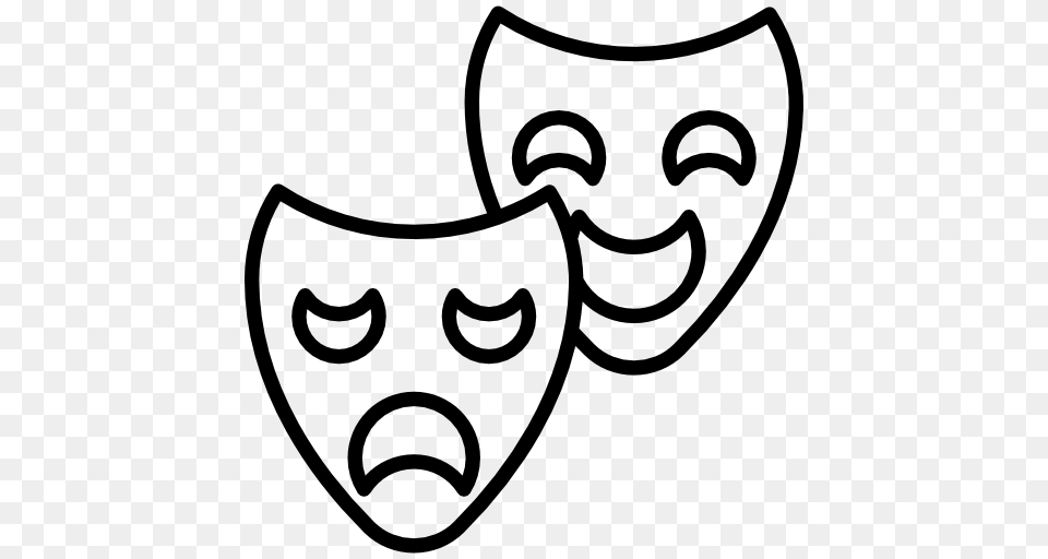 Theatre Mask Theater Tragedy Comedy People Icon, Gray Free Png