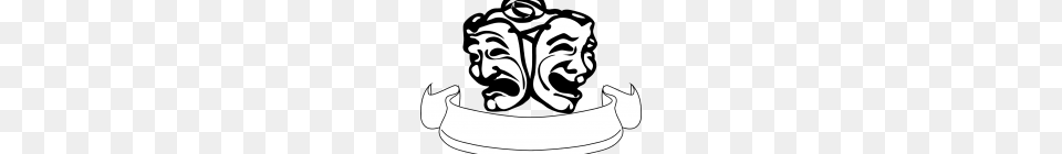 Theatre Masks Clip Art Clipart Download, Stencil, Person, Emblem, Symbol Free Transparent Png