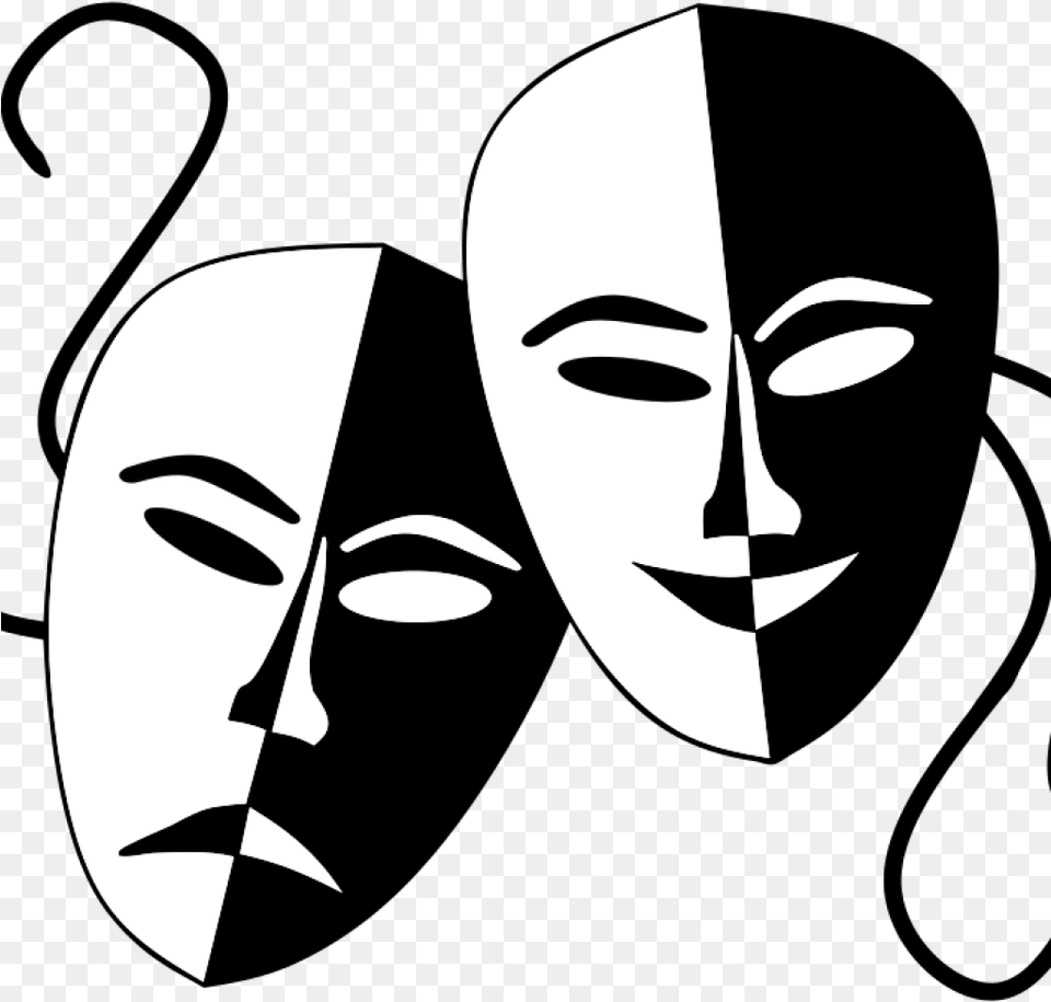 Theatre Masks Clip Art Onlinelabels Clip Art Tragedy Theater Masks Clipart, Stencil, Adult, Female, Person Png Image