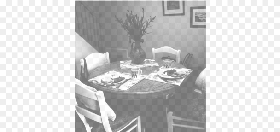 Thekitchentable Monochrome, Architecture, Table, Room, Potted Plant Free Png Download