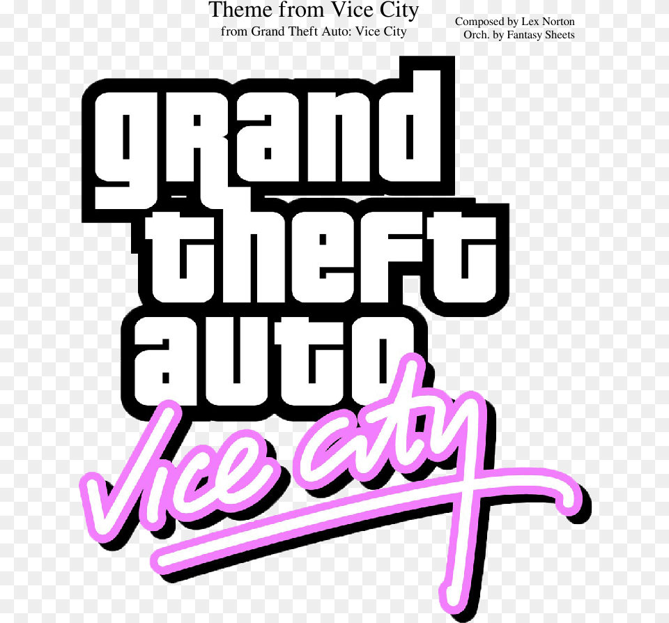 Theme From Vice City Sheet Music Composed By Composed Grand Theft Auto Vice City Icon, Purple, Scoreboard, Light, Text Png