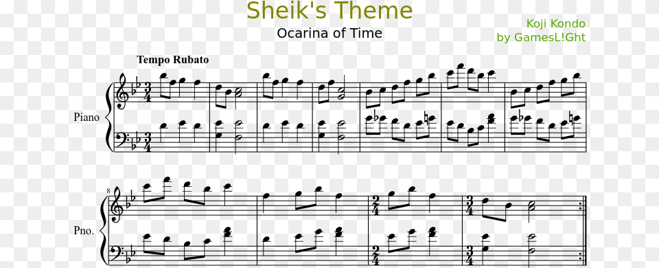 Theme Sheet Music Composed By Koji Kondo By Sheik39s Theme Piano Notes Free Transparent Png