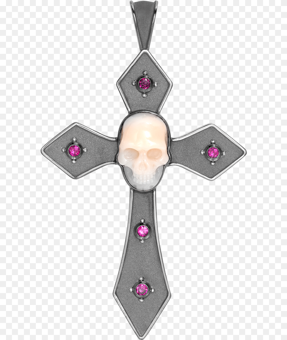 Theo Fennell Coral Skull And Ruby Gothic Cross Pendant Pendant, Accessories, Symbol Png Image