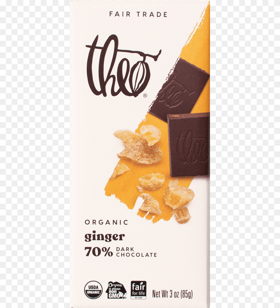 Theo Ginger 70 Dark Chocolate 3 Oz Theo Chocolate, Advertisement, Poster, Food, Sweets Png