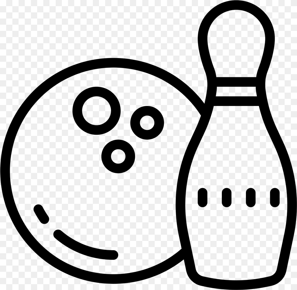 There Is A Bowling Ball With 3 Holes In It Sitting Bowling Pin, Gray Free Transparent Png