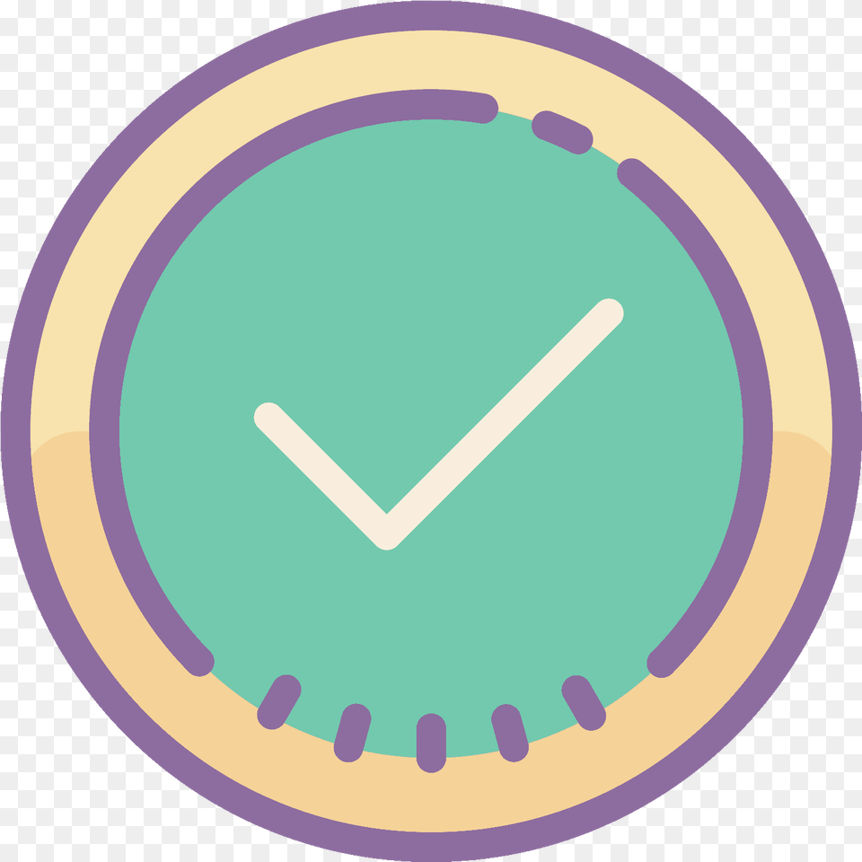 There Is A Check Mark Which Is Placed In The Middle Icon, Analog Clock, Clock, Wall Clock, Disk Free Transparent Png