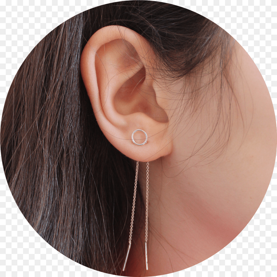 There Is A Girl With Dark Brown Hair Earrings Png