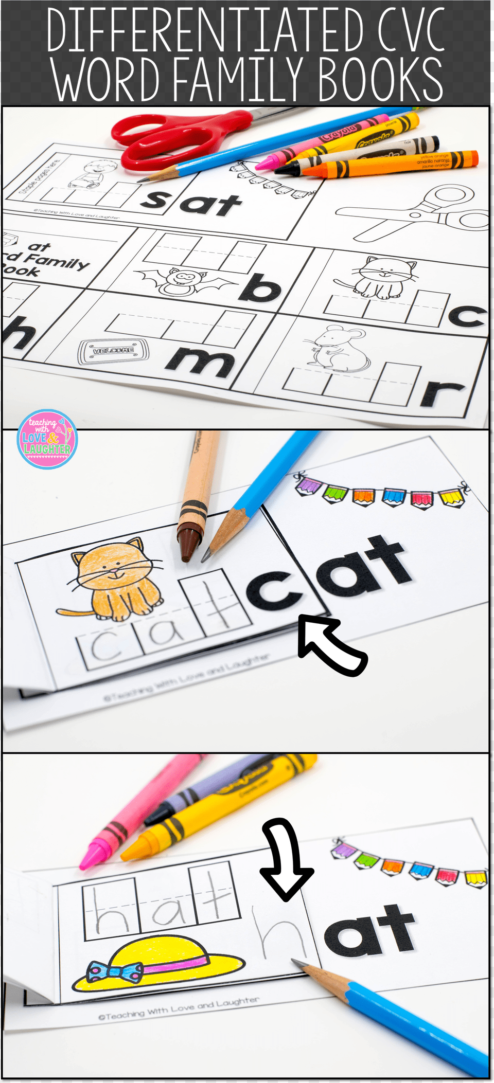These 24 Cvc Word Family Booklets Are A Fun And Engaging Writing, Scissors, Text, Pen Free Png