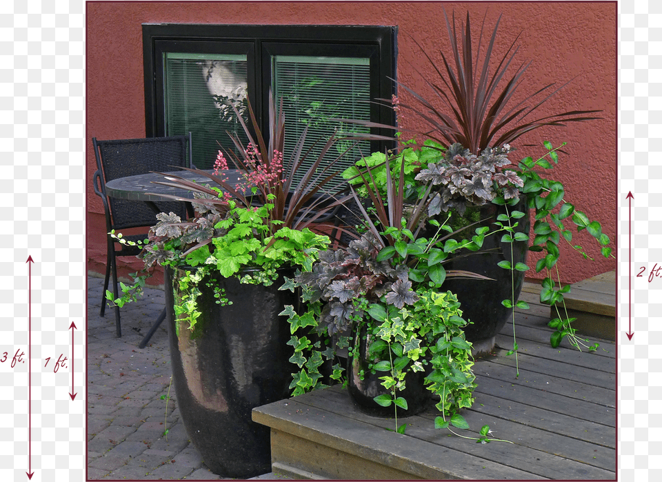 These 3 Containers On My Client S Front Deck Display Flowerpot, Vase, Pottery, Potted Plant, Planter Free Png