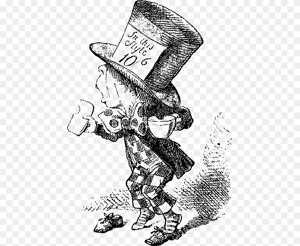 These Are Two Mad Hatter Illustrations By Sir John Mad Hatter Tea Party, Cross, Silhouette, Symbol, Nature Free Transparent Png