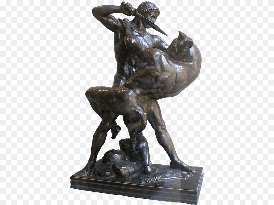 Theseus Slaying The Minotaur Sculpture, Art, Bronze, Adult, Male Png