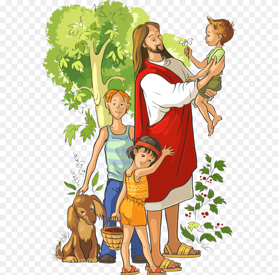 They Met Jesus Jesus With Children Clipart, Book, Publication, Comics, Adult Png
