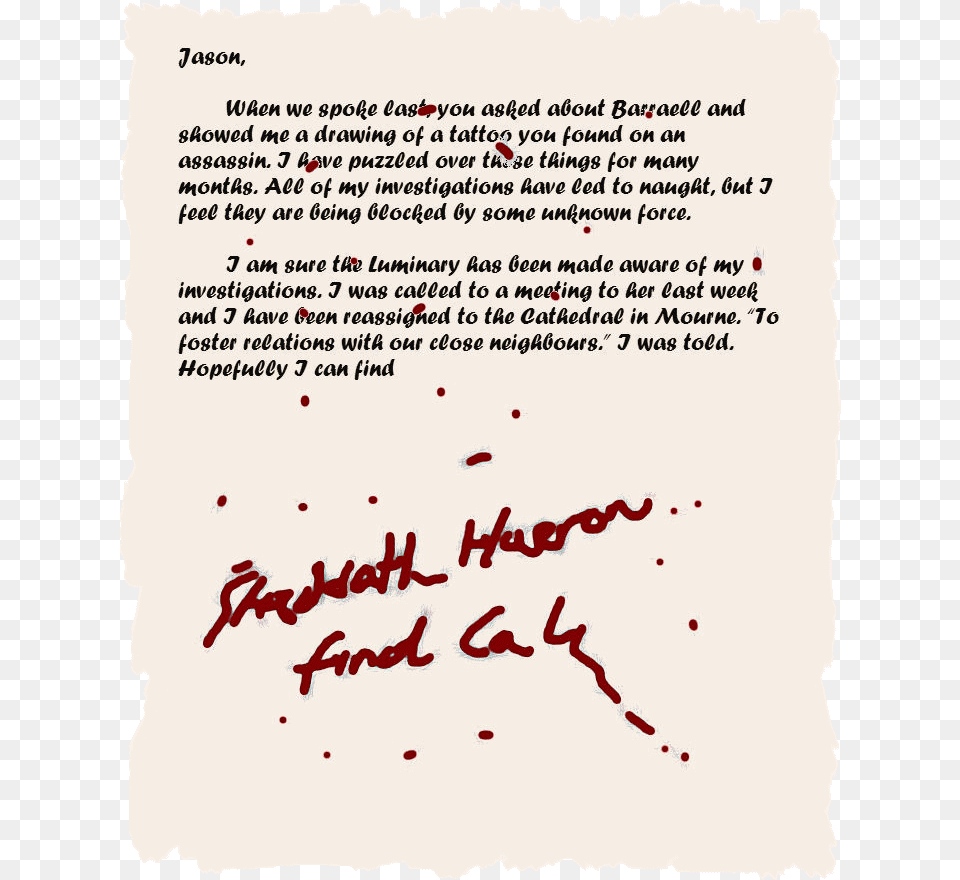 They Retrieved A Bloodstained Note From His Pocket, Text, Handwriting, Letter Png Image