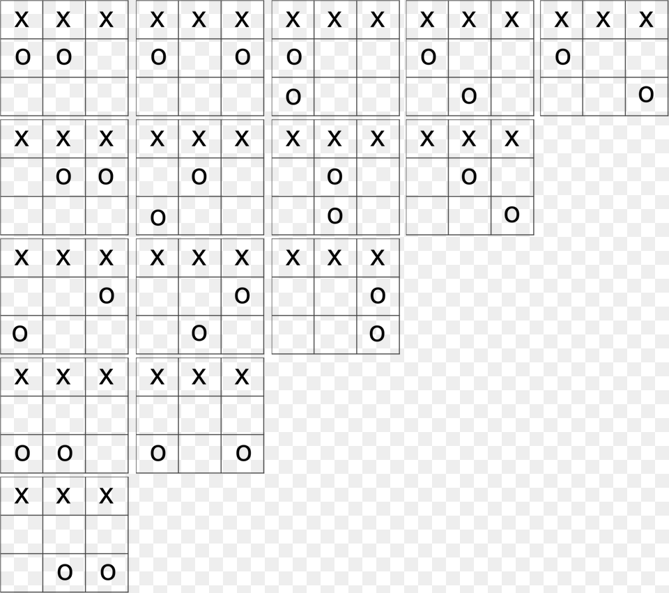 They Saw These Different Ways The 2 O39s Could Be Arranged Win Tic Tac Toe All Combinations, Pattern Png