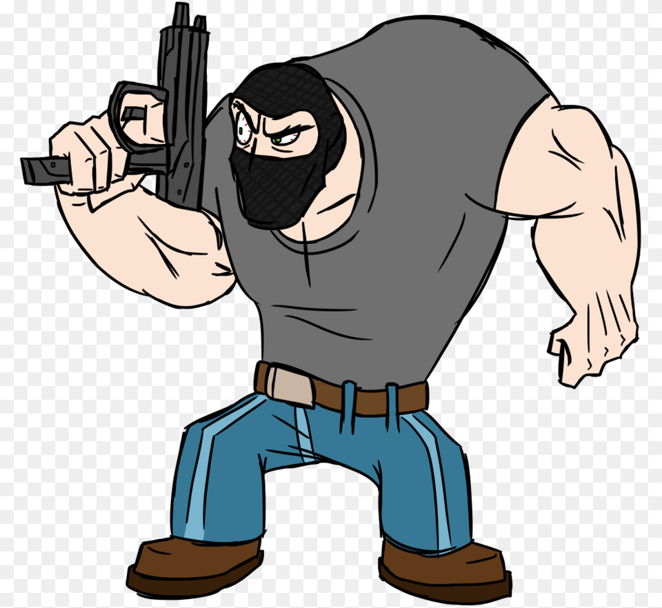 Thief Robber Cartoon Thief With Gun, Person, Photography, Firearm, Weapon Free Transparent Png