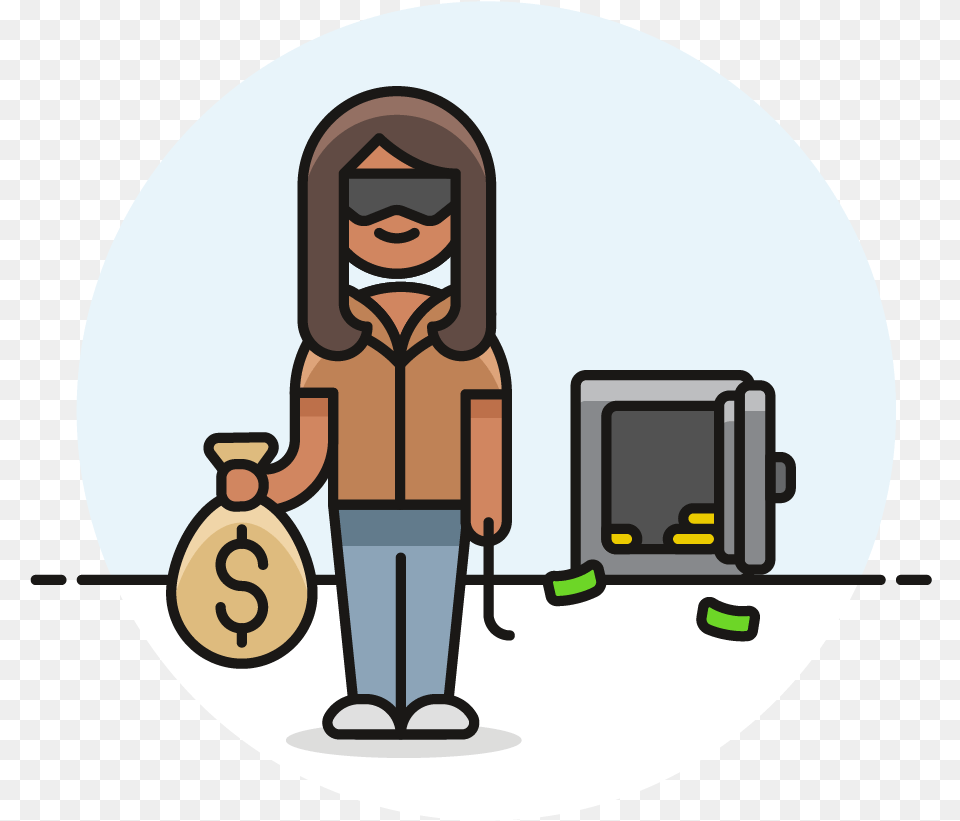 Thief Stealing Safe Female African American Clip Art, Cleaning, Person, Machine, Disk Free Png