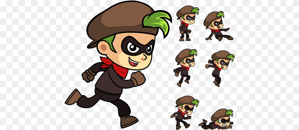 Thief Vector Animated U0026 Clipart 2d Character Sprite, Baby, Person, Book, Comics Free Png