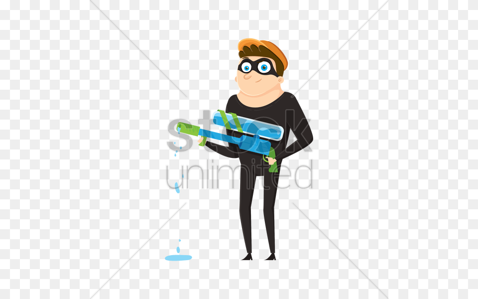 Thief With Water Gun Vector Image, Cleaning, Person, Face, Head Free Png Download