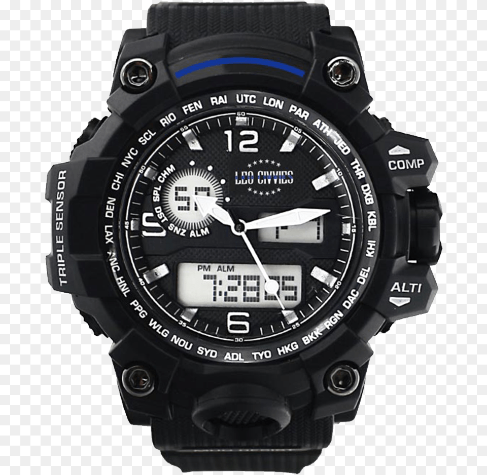 Thin Blue Line, Wristwatch, Digital Watch, Electronics, Person Free Transparent Png